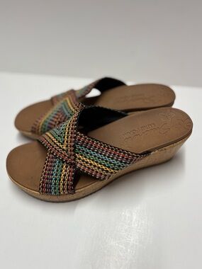 Skechers Luxe Foam Colorful Wedge Sandals Shoes Sz 7.5
